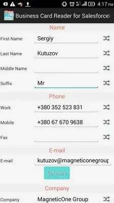 Business Card Reader for SalesforceIQ CRM android App screenshot 1